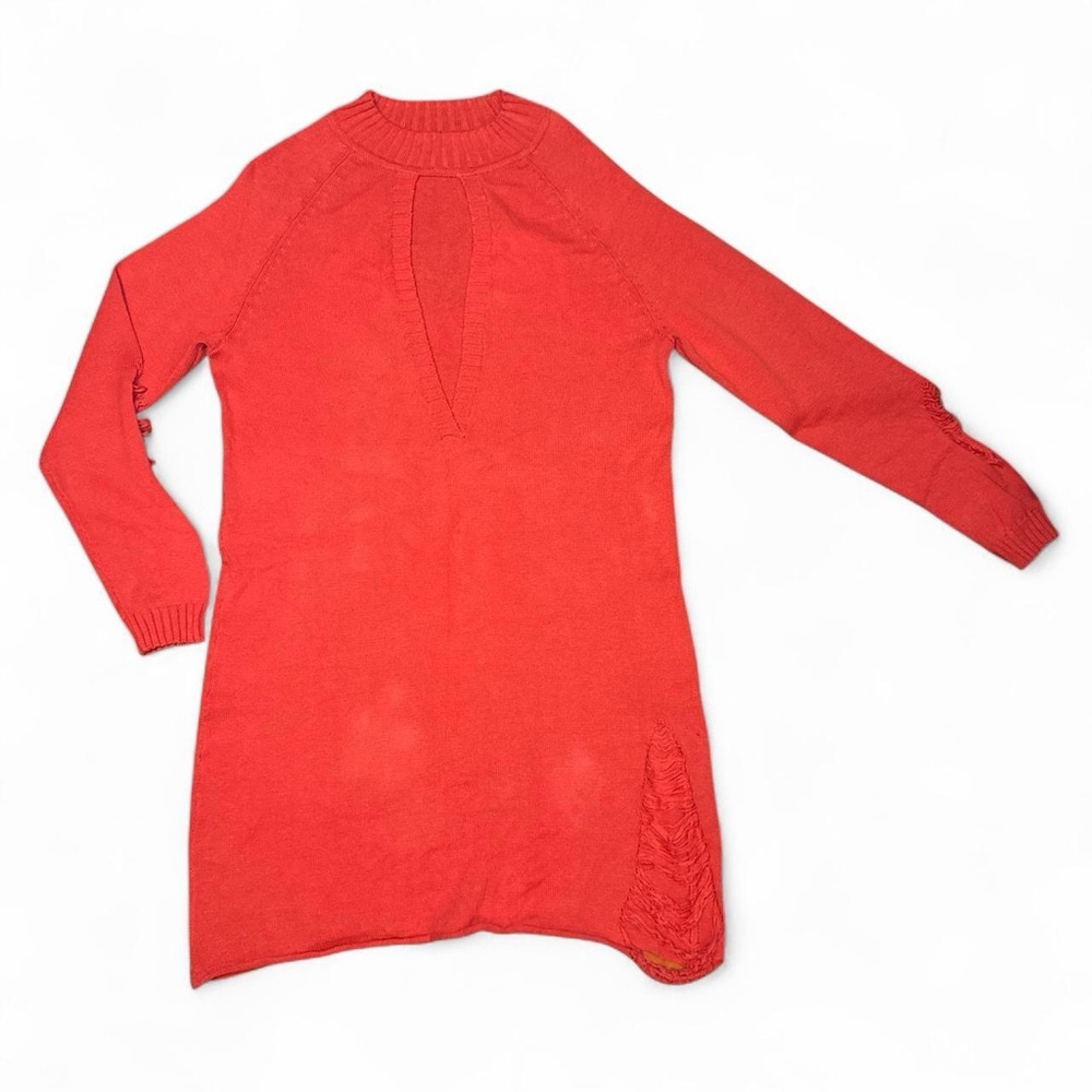 NWT Somedays Lovin ‘Cloudy Nights’ Red Keyhole Grunge Knit Sweater Dress — SMALL